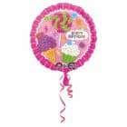 Folieballon Snoepjes Happy Birthday Roze 43 cm