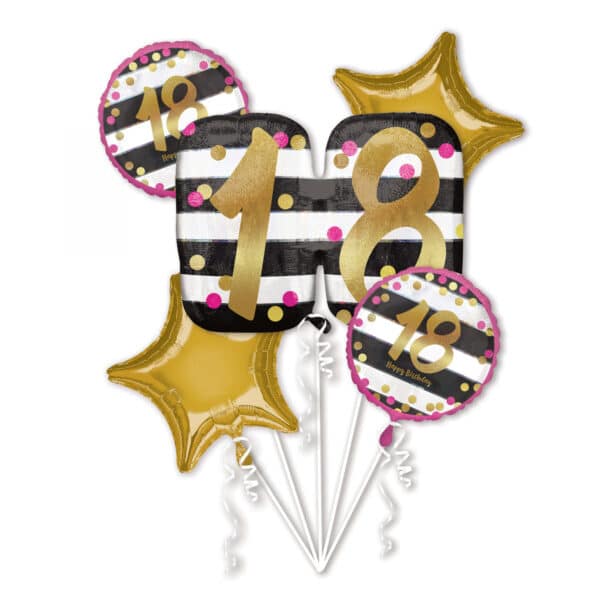 Boeket "Pink & Gold Milestone 18" Folie Ballon