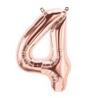 Folieballon Cijfer 4 Rose Gold - 86 cm