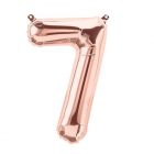 Folieballon Cijfer 7 Rose Gold - 86 cm