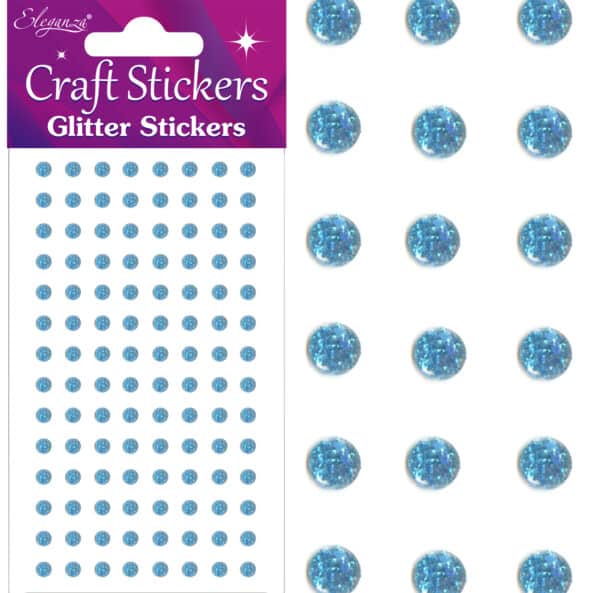 Stickers Glitter Diamantjes Licht Blauw (per vel) 4mm