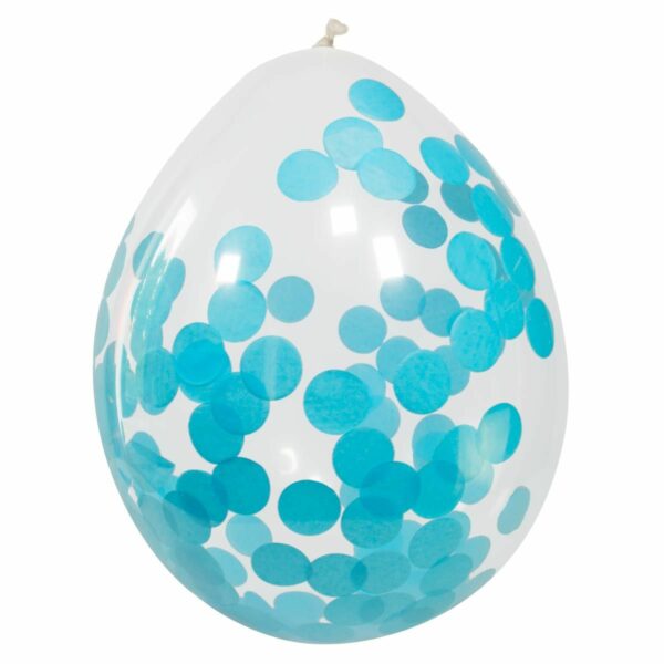 Ballonnen met Blauwe Confetti 30 cm - 4 stuks