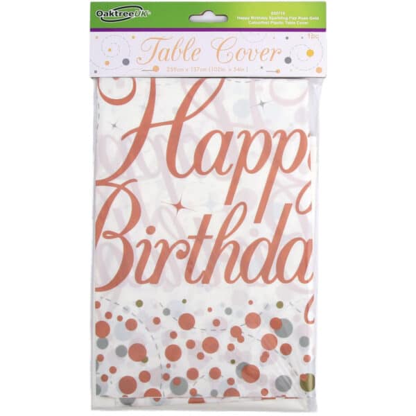Tafelkleed Happy Birthday Rose Gold