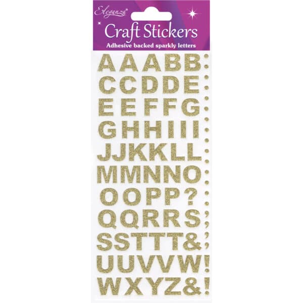 Stickers Alfabet goud rechte letter (per vel)