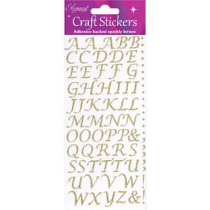 Stickers Alfabet goud cursief letter (per vel)