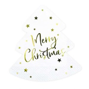 Servetten Kerstboom Merry Christmas Goud (20 stuks)