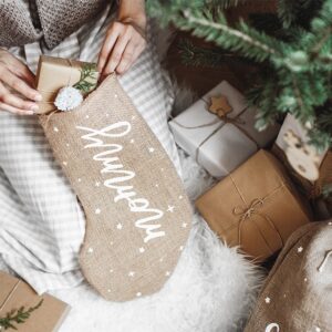 Rustic Christmas - Jute sok met opdruk Mommy