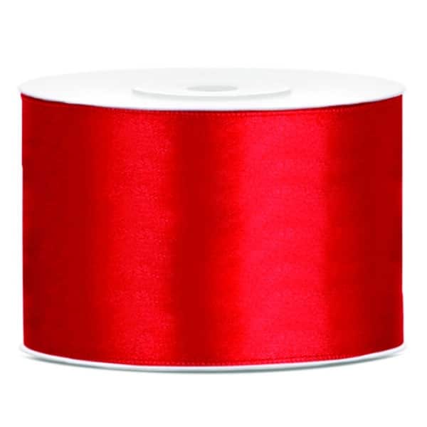 Satijn lint Rood 50mm/rol 25m