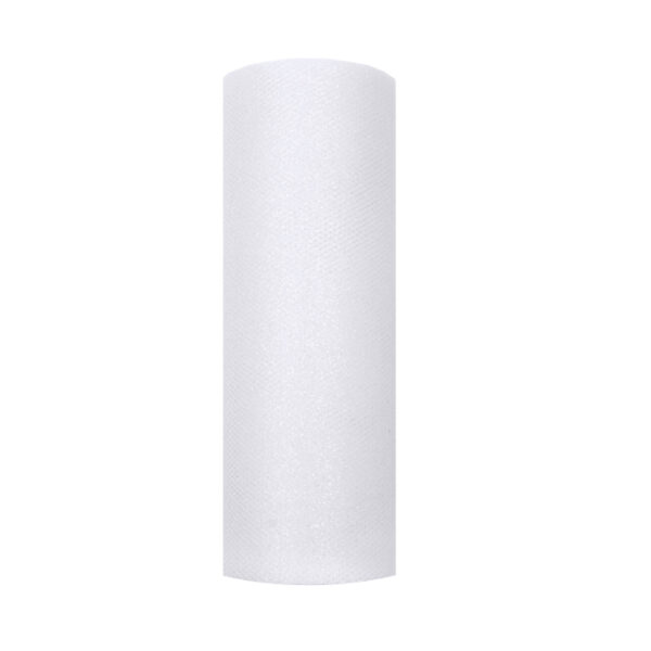 Glitter tule op rol wit (0,15 x 9 mtr)