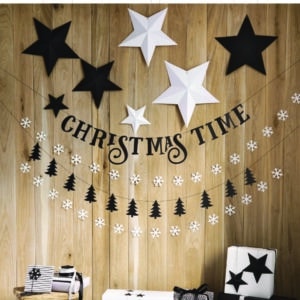 Decoratie sterren zwart (6 stuks) Decoratie sterren zwart (6 stuks)