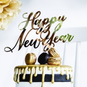 Cake Topper Happy New Year gold