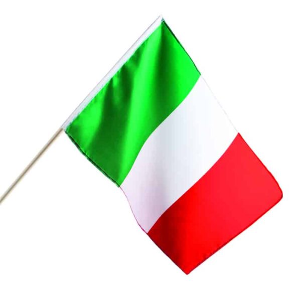 Polyester zwaaivlag Italië (30 x 45 cm / 76 cm stok)