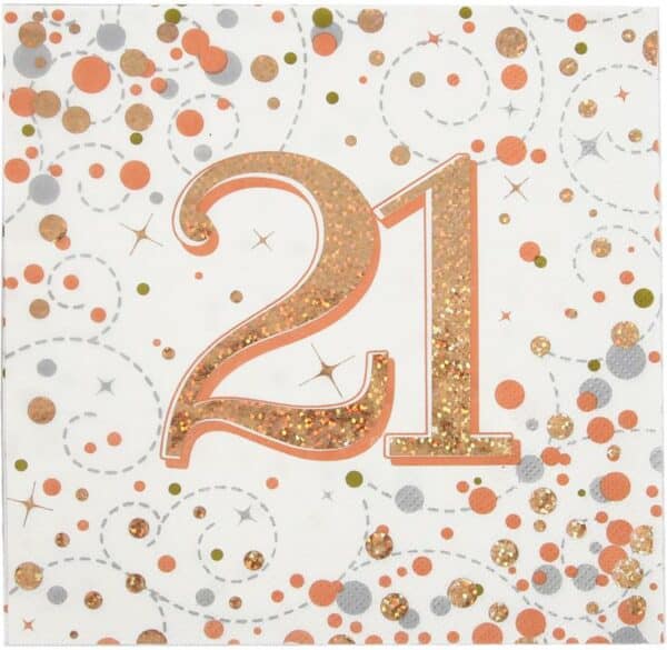 Servetten 21 jaar Rose Gold (16 stuks)