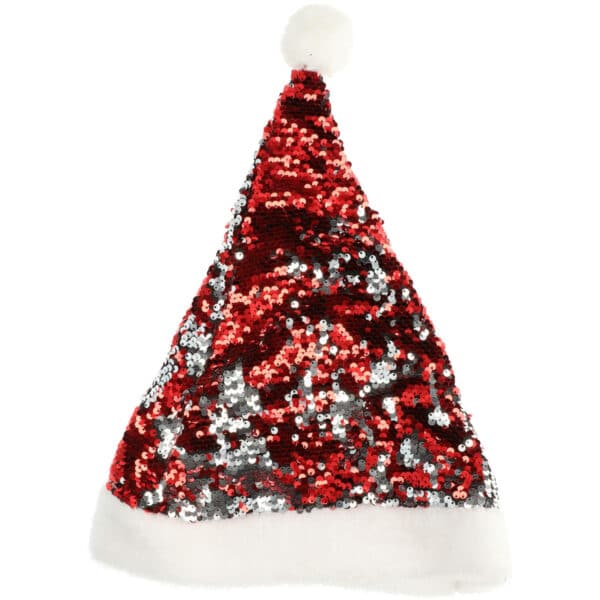 Kerstmuts Omkeerbare Pailletten Rood-Zilverkleurig