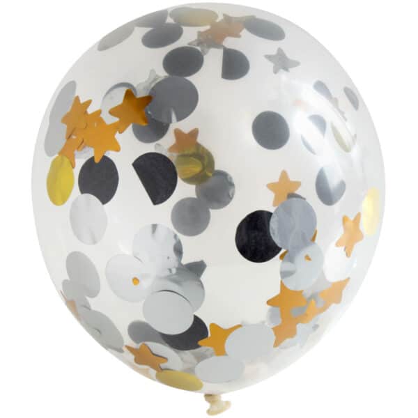 Ballonnen met Stippen en Sterren Confetti 30 cm - 4 stuks
