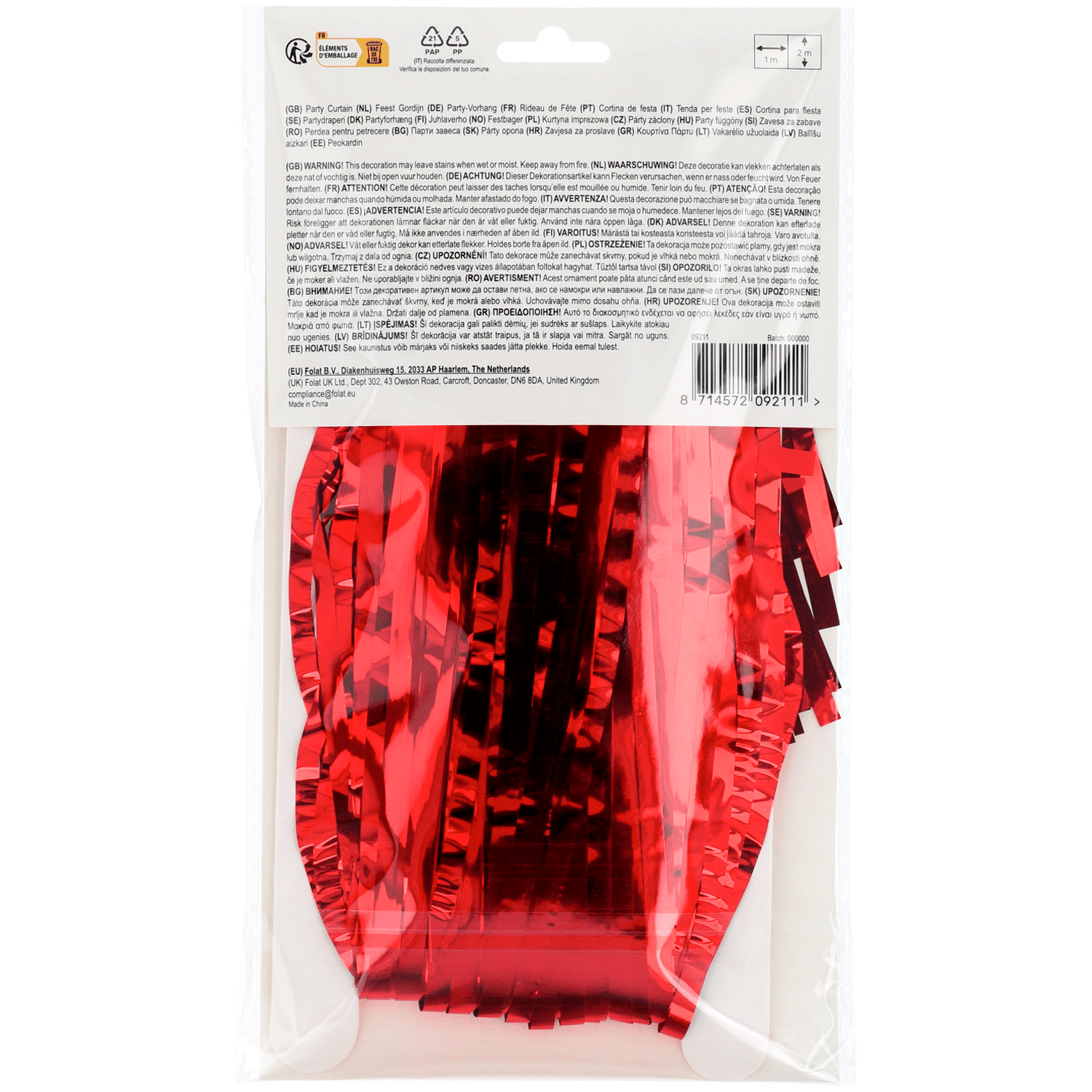 Deurgordijn folie Rood 2x1 meter - Afbeelding 4