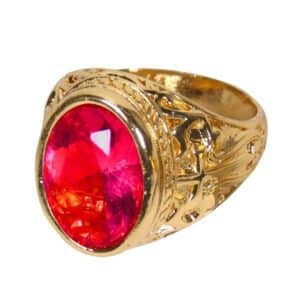 Luxe ronde sinterklaasring met rode steen en gouden details
