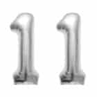Folieballon Cijfer 11 Zilver - 86 cm