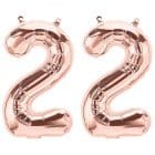 Folieballon Cijfer 22 Rose Gold - 86 cm