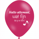 Ballonnen "Hallo allemaal" Girl 10 stuks helium licht roze/ fuchsia, opdruk wit