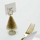 Metallic Star - Plaatskaart kerstbomen goud 4 stuks