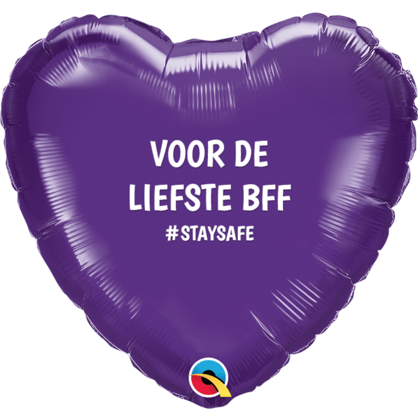 Folieballon -  Hart Paars "Voor de liefste BFF"
