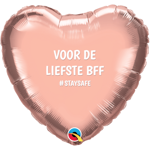 Folieballon -  Hart Rose Gold "Voor de liefste BFF"
