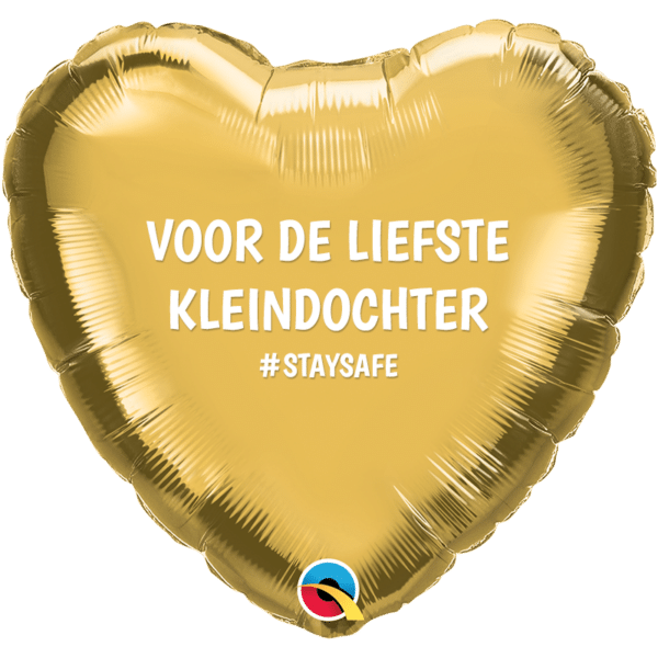 Folieballon -  Hart Goud "Voor de liefste Kleindochter"