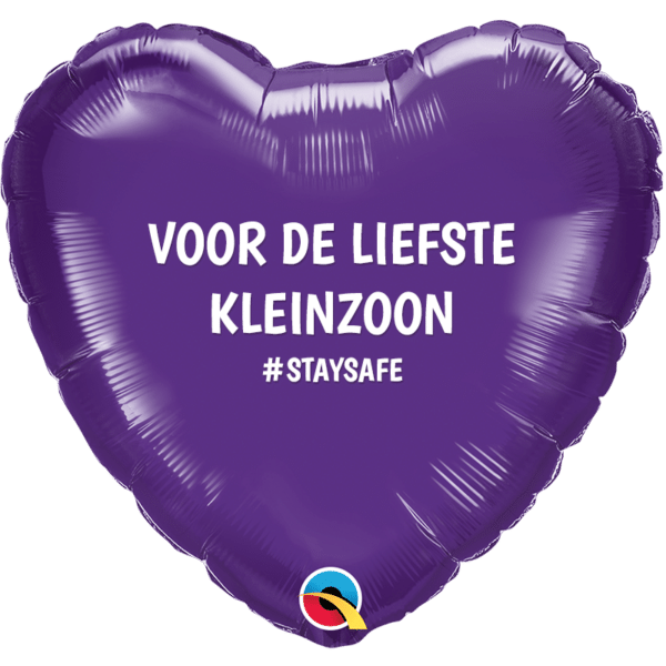 Folieballon -  Hart Paars "Voor de liefste Kleinzoon"