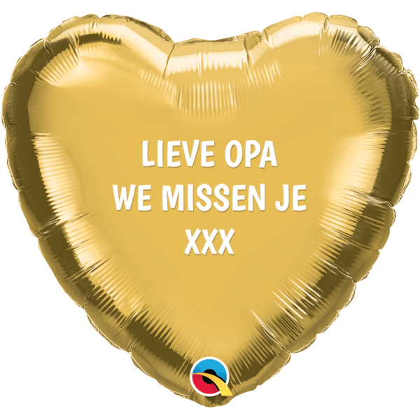 Folieballon -  Hart Goud "Lieve Opa We missen je"