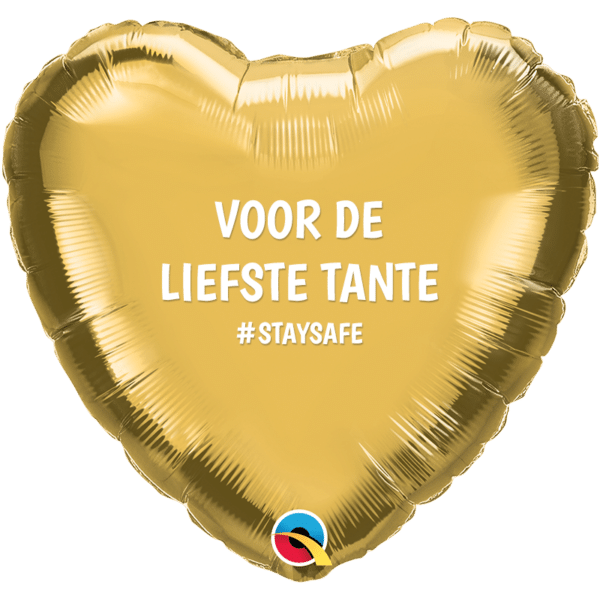 Folieballon -  Hart Goud "Voor de liefste Tante"