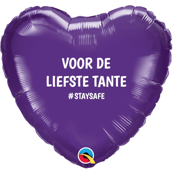 Folieballon -  Hart Paars "Voor de liefste Tante"