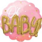Folieballon Oh Baby Girl Roze 76 cm