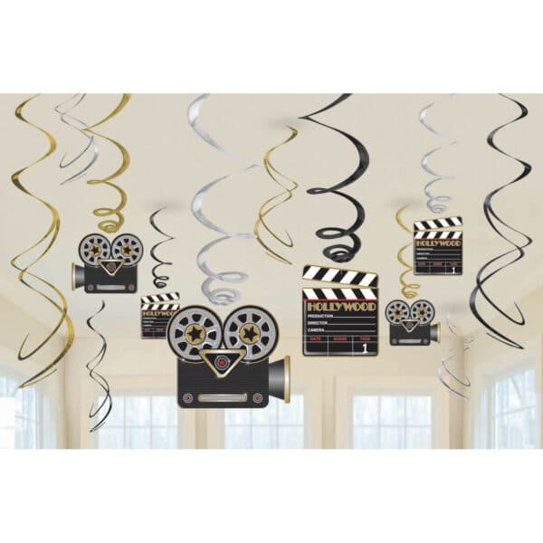 Hollywood Film Hangdecoratie Film Swirls (12 stuks)
