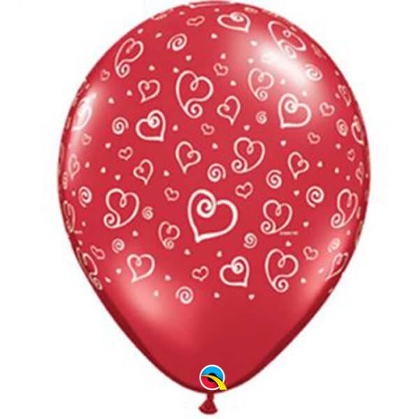 Ballonnen Rood Hartjes Wit
