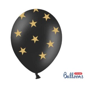Ballonnen Zwart Met Gouden Ster (6 stuks)