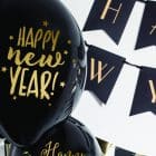 Ballonnen Happy New Year 6 stuks black/gold