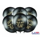 Ballonnen Happy New Year 6 stuks black/gold