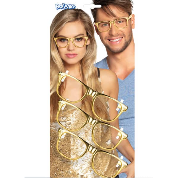 Partybril goud set 3 stuks