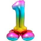 Cijfer 1 Rainbow met Standaard - 72 cm