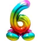 Cijfer 6 Rainbow met Standaard - 72 cm