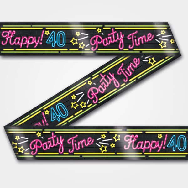 Neon Party Tape - Happy 40 (12 m)