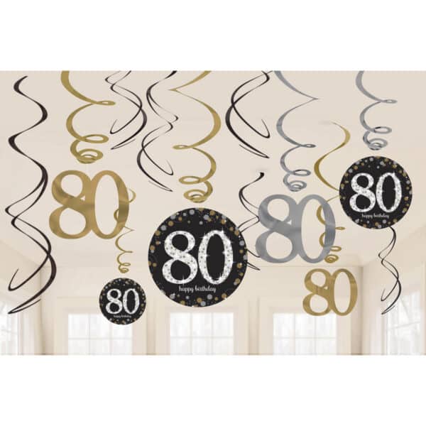 Sparkling Celebrations - Swirl Decoratie 80 Goud (12 stuks)