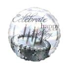 Folieballon Celebrate Happy Birthday Zilver 45cm