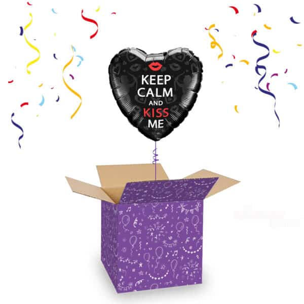 Folieballon Keep Calm Kiss Zwart Hartvorm