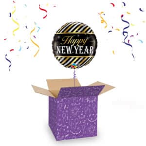 Folieballon Happy New Year gestreept