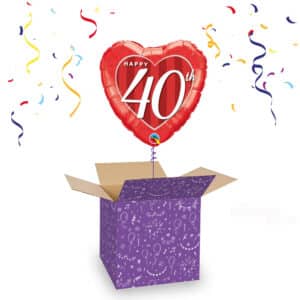 Folieballon Happy 40th Hartvorm 46 cm Folieballon Happy 40th Hartvorm 46 cm