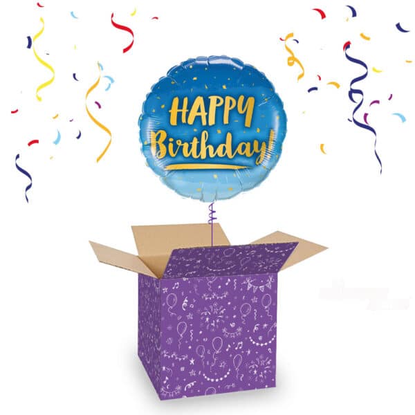 Folieballon Happy Birthday Blauw 45cm