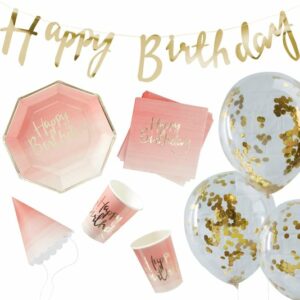 Party in a box - Happy Birthday Gold en Roze