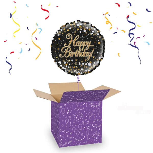 Folieballon Happy Birthday Zwart Goud 45 cm